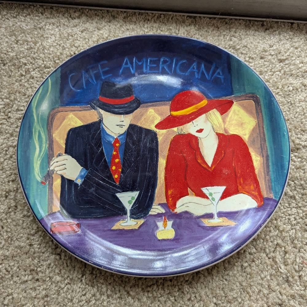 1998 Sango "Cafe Americana" Oval Dinner Plates- Set Of 3.